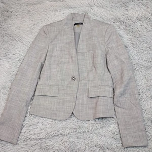 Tommy Hilfiger Jacket Womens 2 Gray Blazer Faux Pockets Preppy Suit Coat Button - Picture 1 of 10