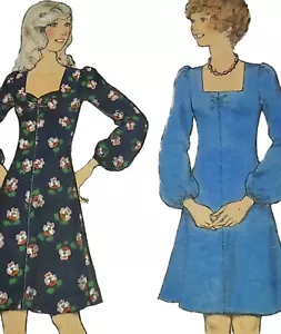1970s Square Neck Lantern Sleeve Skater Dress Sewing Pattern Style 4777 - Picture 1 of 3