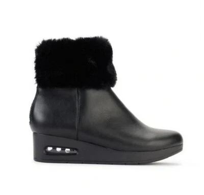 DKNY Women's Abri Faux Fur/Faux Smooth Leather Ankle Booties Wedges 7.5 M Black - Image 1 of 4
