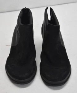 Arche Black Leather Ankle Booties Back Zipper Low Block 2" Heel Womens Size 36 - Picture 1 of 9