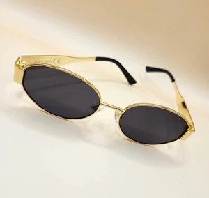 Vintage Sojos UV400 Classy Gold on Dark Oval Sunglasses - Picture 1 of 14