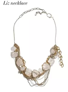 Gemma Redux Rock Quartz Statement LIZ Necklace CHAINS - Picture 1 of 12