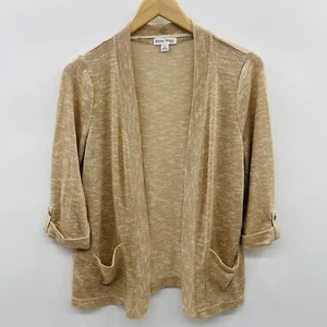 Studio Works Petite Womens PM Medium Open Front Cardigan Sweater in Tan 2069 - Picture 1 of 7