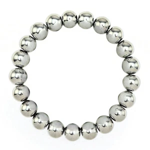 Silver Hematite Bracelet Smooth Round Size 10mm 8mm 7.5" Length - Picture 1 of 2