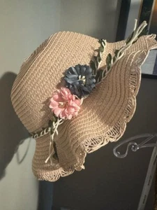 NWOT Girls Straw Embellished Sunhat with matching purse 18 mo - 4 years - Picture 1 of 4