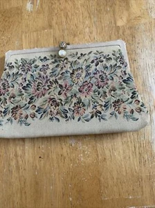 Vt Cloth Tapestry Antique Pocketbook / Pruse / Handbag -Women Men Gathering - Picture 1 of 6