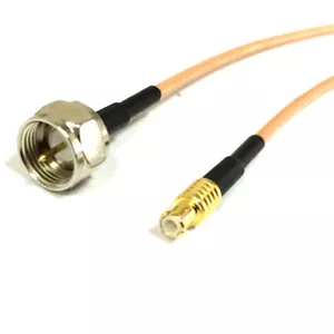 MCX male straight to F type male plug pigtail cable RG316 adapter 15cm 6inch NEW - Picture 1 of 3