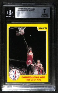 1986 Star NBA Court Kings #32 Dominique Wilkins HOF Hawks Beckett BGS 7 7388 - Foto 1 di 3