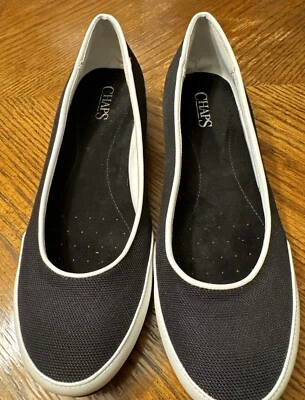 Zapatos sin cordones Chaps Charleen talla 9B de lona mocasín 14784 blanco y negro Foto 1 de 4