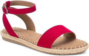 Style & Co. Women's Peggyy Faux Suede Flat Ankle Strap Red Sandals 8.5 US (B,M) - Picture 1 of 6