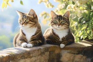 Animals Cat Wallside Watcher Canvas Art -Home Decor Wall Art Print Painting - Picture 1 of 6