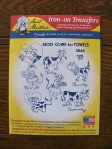 Aunt Martha's Hot Iron Transfers #3844 Moo Cows for Towels NEW - Picture 1 of 1