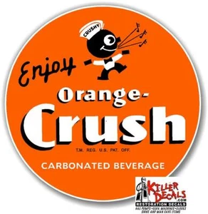 (CRUSH-10) 18" ENJOY NARANJA CRUSH SODA COCA COLA ENFRIADORA MÁQUINA CALCOMANÍA PEGATINA - Imagen 1 de 1