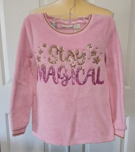 Cynthia Rowley Girl’s Size Large 10/12 Pink Shine Sequin Winter Fleece Sweater - Picture 1 of 6