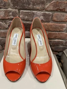 Jimmy Choo Baden Pat Patent Leather Tangerine ~ UK 4 / EU 37 / US 7 - Picture 1 of 7