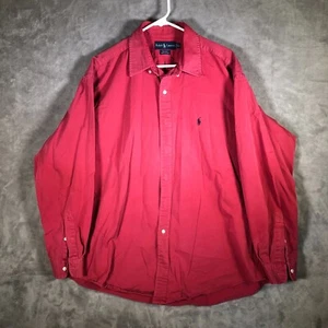 Ralph Lauren Blake 100% Cotton Long Sleeve Button Down Shirt Red Size XLT - Picture 1 of 9