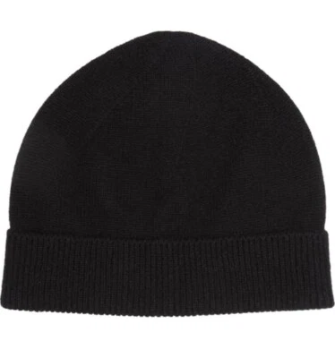 Sombrero tejido PHENIX 100 % cachemir negro para mujer nuevo con etiquetas $90 gorro acanalado holgado OS Foto 1 de 2
