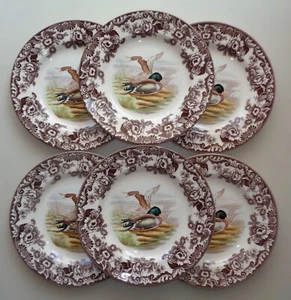 SET of 6 Spode Woodland Dinner Plates Duck Mallard Thanksgiving Fall 10.5" NEW - Picture 1 of 22