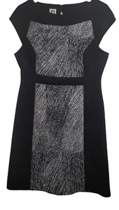 Anne Klein Women's Black / White Sheath Dress Size 8 Knee Length Midi Sleeveless - Picture 1 of 14