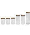 6 Piece Glass Cannister set - 1 large, 2 medium, 3 small