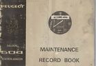 Peugeot 504 Saloon and Station wagon Maintenance Record Book - Rare