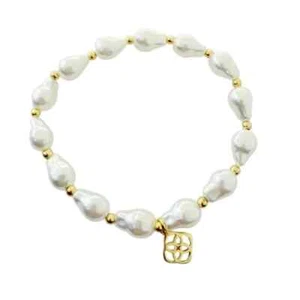 KENDRA SCOTT GOLD STRETCH BRACELET IN WHITE PEARLS - Picture 1 of 6