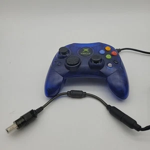 Tested OEM Original Xbox Blue Controller + Breakaway Cable OG  - Picture 1 of 6