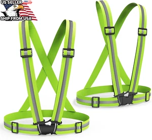 Safety Vest Adjustable Reflective Belt Stripe Strap Night Running Jogging Biking - Picture 1 of 7