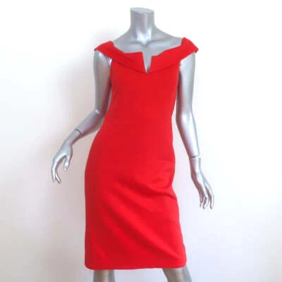 Alice + Olivia Sienna Off the Shoulder Sheath Dress Red Stretch Jersey Size 6 - Image 1 of 4