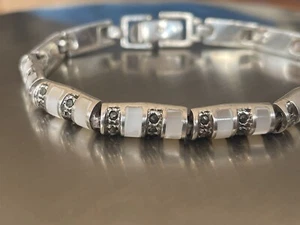 Vintage Hallmark 2004 925 Solid Sterling Silver Gemstone Bracelet 7” 24.25g - Picture 1 of 10
