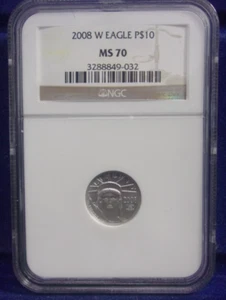 2008-W Burnished $10 American Platinum Eagle 1/10 oz NGC MS70 Brown Label *DN* - Picture 1 of 4
