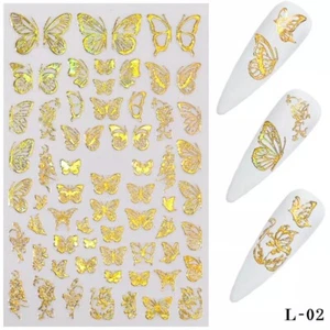 Nail Art Sticker Aufkleber Gold Schmetterling Kostenloser Versand - Bild 1 von 2