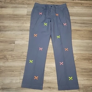 Vineyard Vines Pants Mens 34X30 Blue Fish Bone AOP Embroidered Slim Fit Breaker - Picture 1 of 11