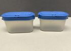 2 Vintage Tupperware Modular Mates Spice Shaker Containers #1843 Blue Lids Used