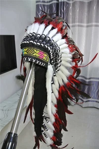 red feather headdress feather costume hat for halloween - Picture 1 of 3