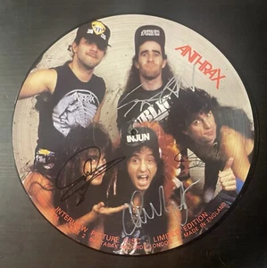 Anthrax Interview Picture Disc LP 1988 firmado X4 Bello Ian Spitz Benante vinilo - Imagen 1 de 5