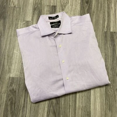 BLACK SAKS FIFTH AVENUE Slim Fit Button Up Lilac Dress Shirt Men's 16.5-34/35 - Image 1 of 4
