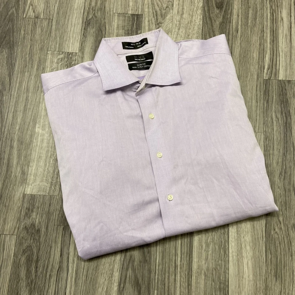 BLACK SAKS FIFTH AVENUE Slim Fit Button Up Lilac Dress Shirt Men's 16.5-34/35 - Image 1 of 4
