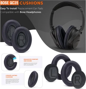 Replacement Ear Pads for Bose QC35 & QC35ii QuietComfort 35 Ear Cushion Earpads - Picture 1 of 7