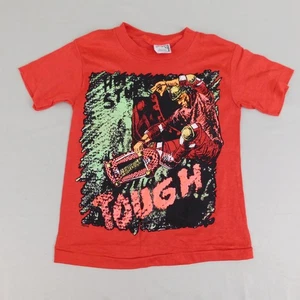 80s Hot Stuff Tough Skateboarding Single Stitch Vintage T-Shirt 6-8, Red #4893 - Picture 1 of 8