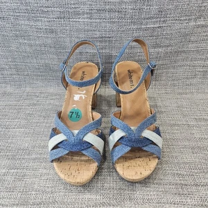 White Mountain Damen Sandale Blockabsatz Denim Größe 3,5" Plateauschuh Größe 7,5M - Bild 1 von 11