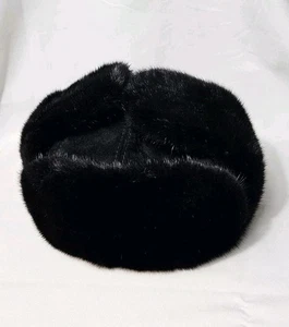 Cappello copricapo Blackglama in pelliccia di visone nero con paraorecchie vari stili - Foto 1 di 7