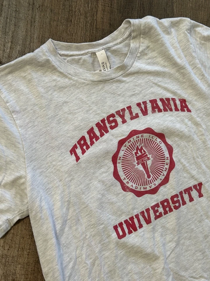 Трансильванский университет серый готический Дракула вампир футболка средний - Изображение 1 из 4