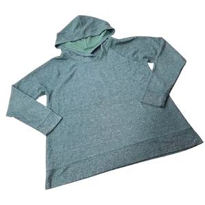 Soft Surroundings Emerald Green Heathered Textured Hooded Pullover Size LARGE. - Picture 1 of 7