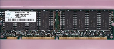 256MB PC133 NANYA NT256S64V88A0G-75B Single Rank Ram Memory STICK PC-133 SDRAM - Image 1 of 2