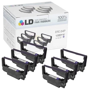 LD 6-pak ERC-34P Fioletowe taśmy do Epson ERC-24 TM-U220A TM-U220B TM-U220D - Zdjęcie 1 z 9