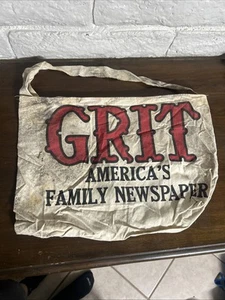 VINTAGE GRIT AMERICA'S FAMILY NEWSPAPER CANVAS CARRYING BAG RARE - Picture 1 of 11