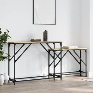 Nesting Console Table Sonoma Oak Metal Frame 80kg Capacity Entry Sofa Side Desk - Picture 1 of 12