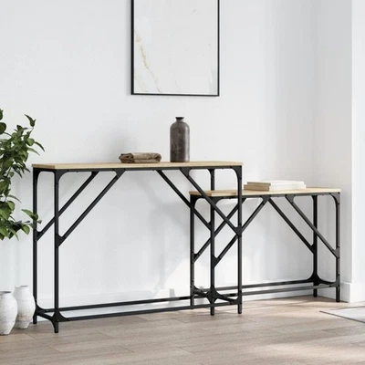 Nesting Console Table Sonoma Oak Metal Frame 80kg Capacity Entry Sofa Side Desk - Image 1 of 4