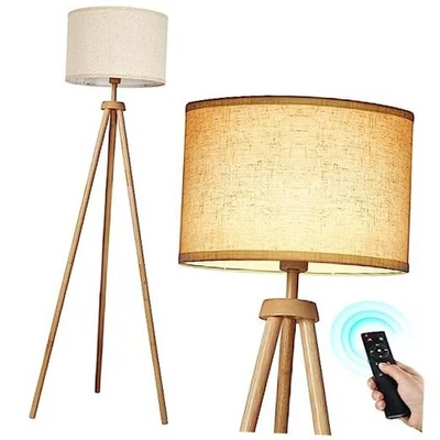  Tripod Floor Lamp, Floor Lamp with Remote Control, 4 Color Nature Wood - Image 1 of 4